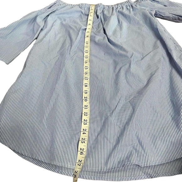 Lucca  Shirt‎ Dress Off Shoulder Blue Striped Nautical Beach Size M - Picture 9 of 11